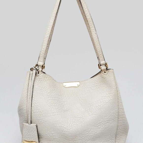 Burberry Grey Embossed Check Leather Small Canterbury Tote Bag - Picture 1 of 12